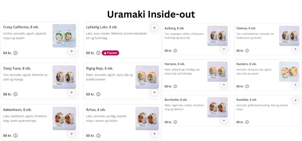 Uramaki Inside Out Menu With Price