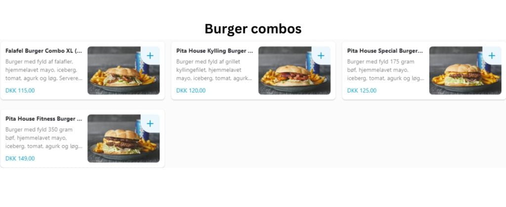 pita house Aalborg Denmark Burger combos Menu