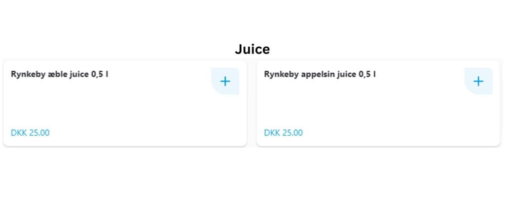 restaurant hos menu Meicca Juice Price