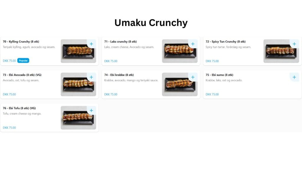 Umami Sushi Crunchy Menu