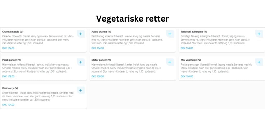 Begums Odense Vegetariske retter Price